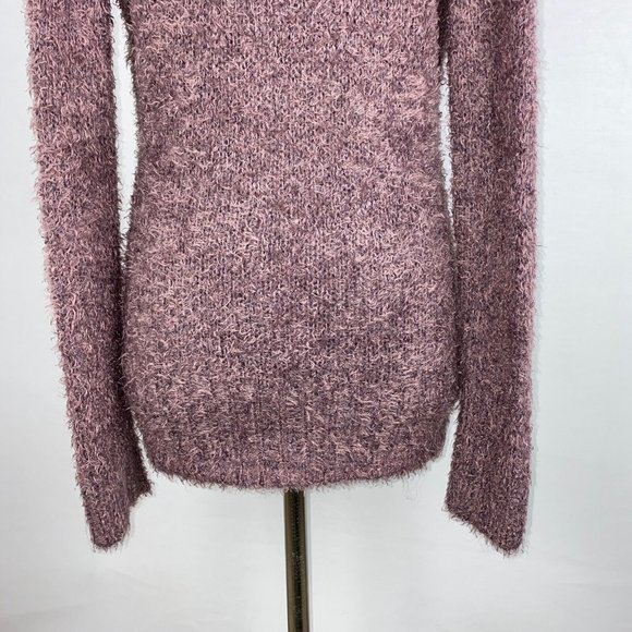 BCBGMAXAZRIA Sweater Women's Size S Fuzzy Knit Shawl Collar Plunging V-Neck 90s - Picture 9 of 12